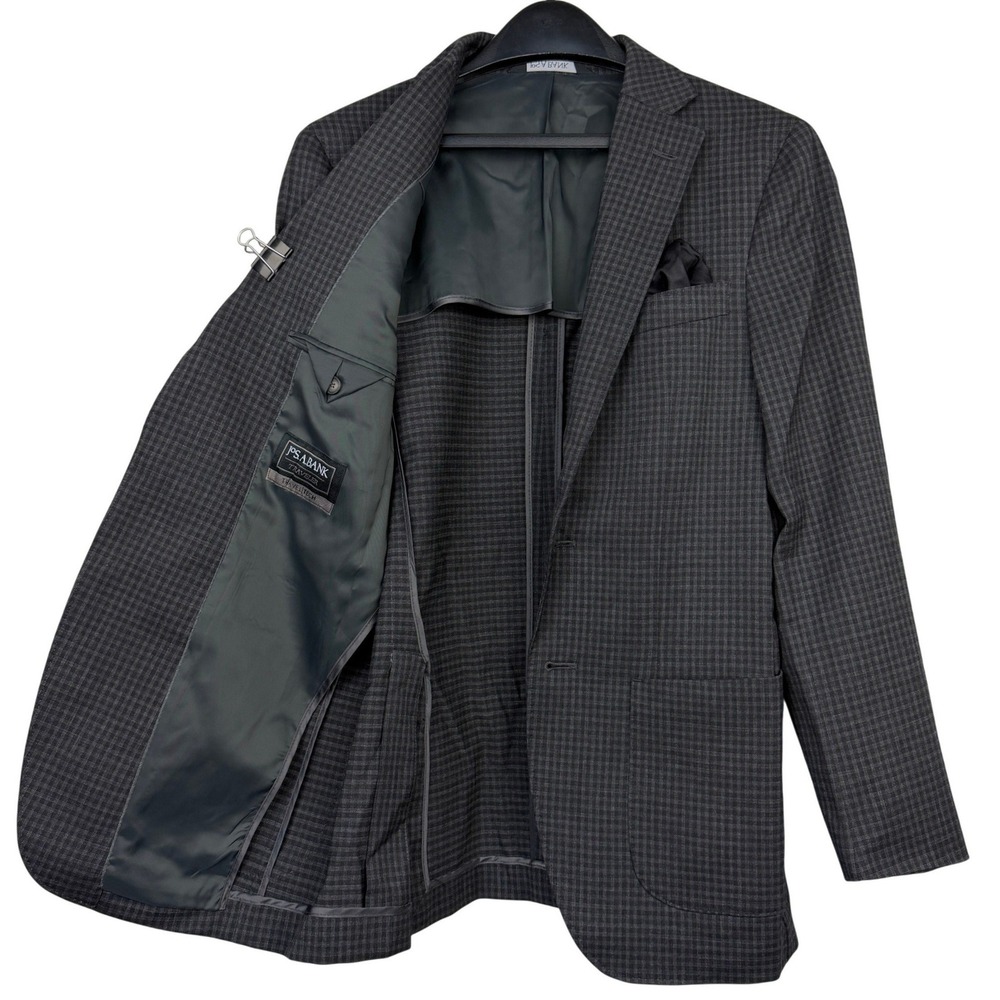 Jos.A.Bank Travel Tech Mens 38R Slim WOOL Blazer Sport Coat Jacket Gray Check
